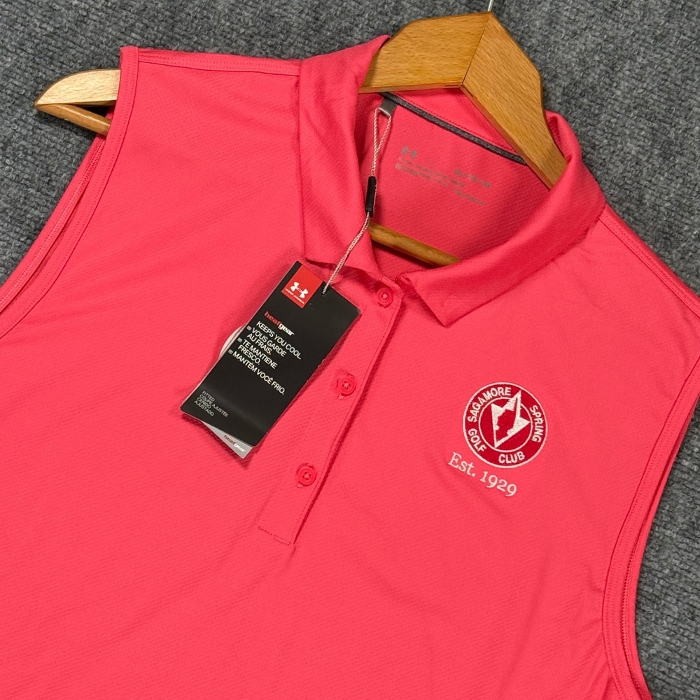 Under Armour Rally Golf Polo Women's XL Coral Pink Sagamore Spring Club NWT